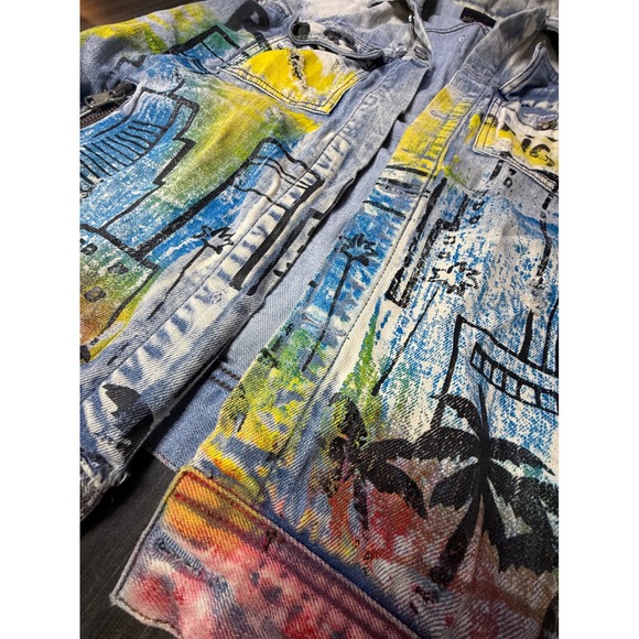 Rockstar Original Mens XL Distressed Graphic Grunge‎ Denim Vest Streetwear - Picture 5 of 5